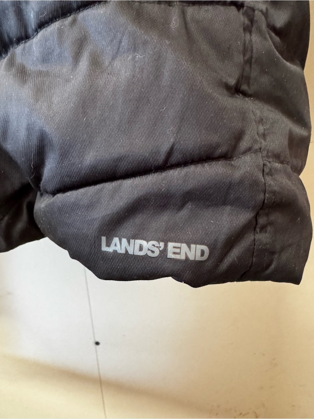 Lands' End Kids Black Hooded Puffer Coat with Sherpa Lining - Picture 2 of 7